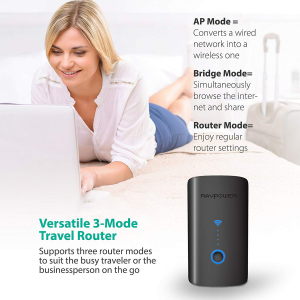 Router Wireless Portabil - Filehub RavPower RP-WD03, Cititor Carduri, Baterie Externa 6000mAh [6]
