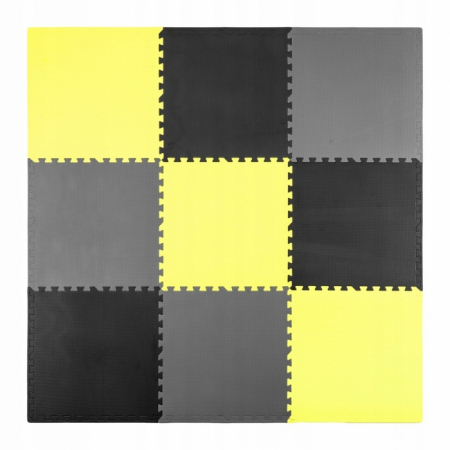 Saltelute de joaca copii activitati - Salteluta de joaca tip puzzle 180 X 180 cm Ricokids 7497 - Galben - Gri - Negru