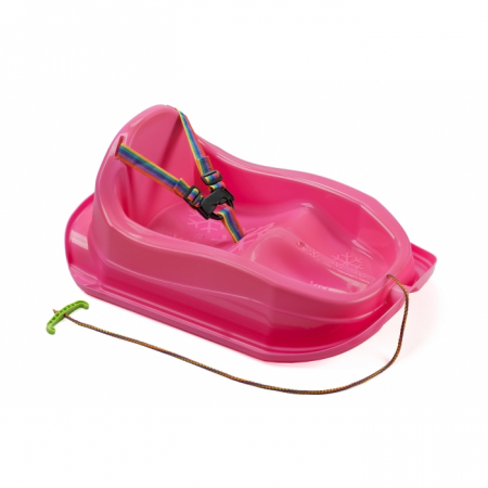 Sanii copii - Sanie copii +12 luni, Marmat Mini cu spatar si centura - culoare Roz