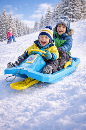 Sanii copii - Sanie Copii Marmat Niko Cu Manere, Frana Si Volan - Albastru