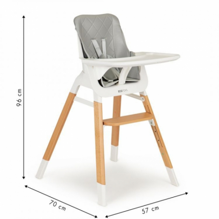 Scaun de masa cu picioare din lemn Ecotoys C-221, Gri [6]