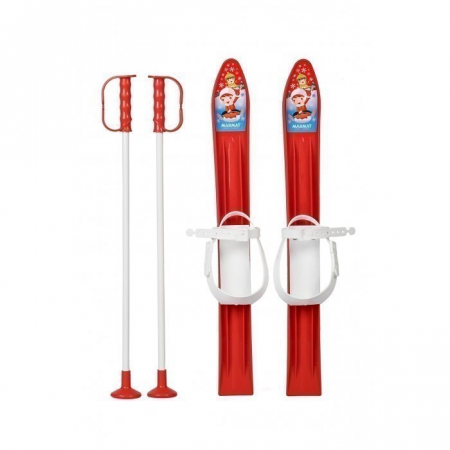 Schiuri copii - Schiuri copii Marmat 60 cm cu bete de sprijin incluse - Rosu