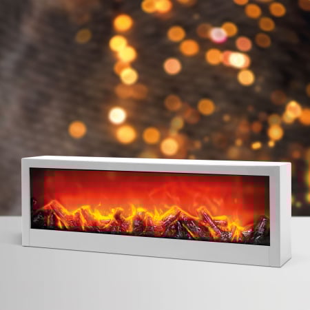 Șemineu decorativ LED cu efect de flacără – alb – pe baterii / USB – 60 x 10 x 20 cm [1]