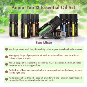 Set 12 uleiuri esentiale Anjou 12x5ml puritate 100% pentru aromaterapie [5]