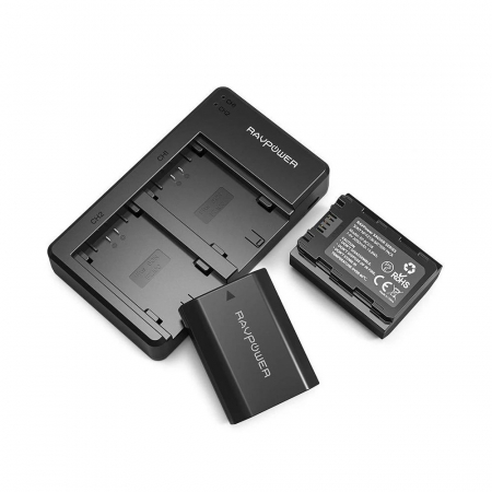 Accesorii camere video - Set 2 acumulatori FZ100 cu incarcator RAVPower RP-BC018, pentru camere Sony NP-FZ100, Alpha A7 III, A7R III, A9, Sony Alpha A9, A7R3, a660, a7R IV, Alpha a9II, Alpha 9R, A9R, Alpha 9S