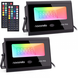 Iluminare disco - Set 2 lampi de podea LED RGB Novostela, Telecomanda, 20W