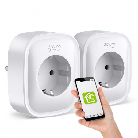 Casa smart - Set 2 prize inteligente WiFi Gosund SP112, 16A, 2X USB, Monitorizare consum energie