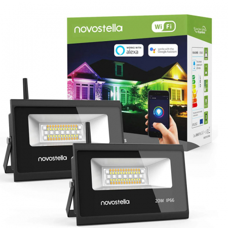 Iluminare disco - Set 2 proiectoare de podea LED RGB Novostella, Smart, Wifi, Alexa,Google , 20W, Exterior IP66 waterproof