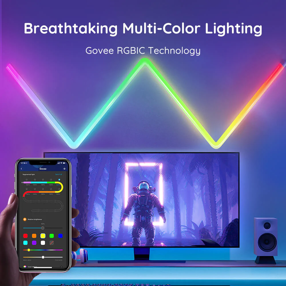 Set 8+4 buc bara LED Govee H6062 Glide Wall Light RGBIC Smart, Sincronizare Muzica, Wifi, Alexa, Google Assistant [5]