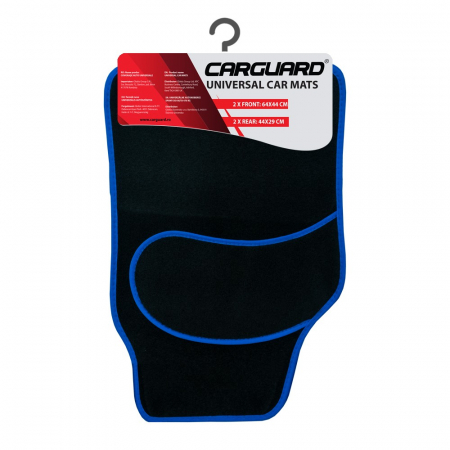Covorase auto - Set covorase auto textile universale Carguard 64 x 44 cm | 44 x 29 cm - negru - albastru