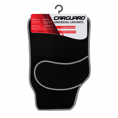 Covorase auto - Set covorase auto textile universale Carguard 64 x 44 cm | 44 x 29 cm - negru - gri