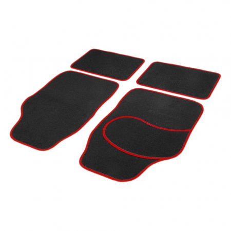 Set covorase auto textile universale Carguard 64 x 44 cm | 44 x 29 cm - negru - roșu [1]