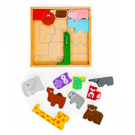 Set cu 14 figurine in forma de animale din lemn Ecotoys 3002 [4]