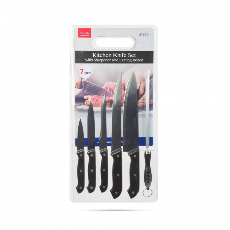 Set cutite de bucatarie  cu ascutitor si tabla blat de taiere - 7 piese [1]