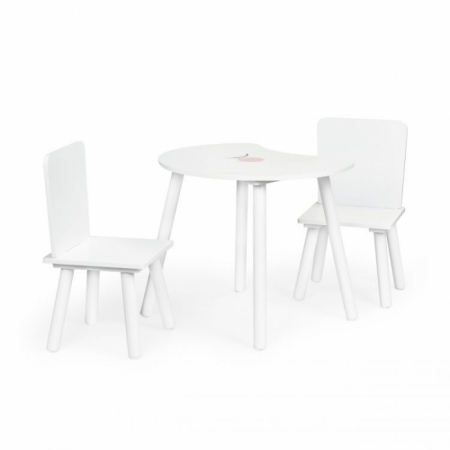 Set de masa in forma de luna si doua scaune pentru copii Ecotoys WH140 - Alb [1]
