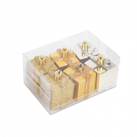 Ghirlande si ornamente brad Craciun - Set decor brad - cadou auriu - 4,5 cm - 6 buc/set