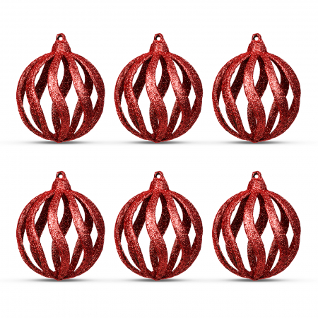 Set decor brad - globuri roșii strălucitoare - 7 cm - 6 buc/pachet [1]