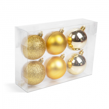 Ghirlande si ornamente brad Craciun - Set decor globuri aurii pentru bradul de Craciun - 6 piese / set