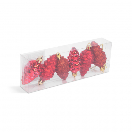Ghirlande si ornamente brad Craciun - Set decor pentru brad - conuri roșii - 6 cm - 6 buc / set