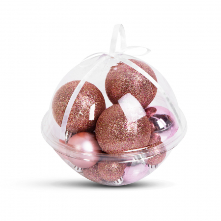 Ghirlande si ornamente brad Craciun - Set decor pentru brad - globuri - 3 - 6 cm - 16 buc / set