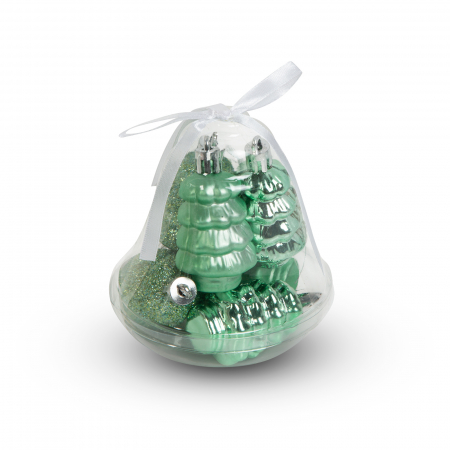 Ghirlande si ornamente brad Craciun - Set decor pentru brad - Verde - 6 piese / set