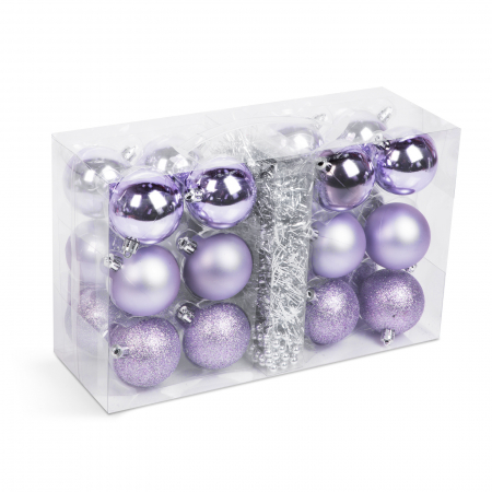 Ghirlande si ornamente brad Craciun - Set decorațiuni de brad - violet - 26 buc / set