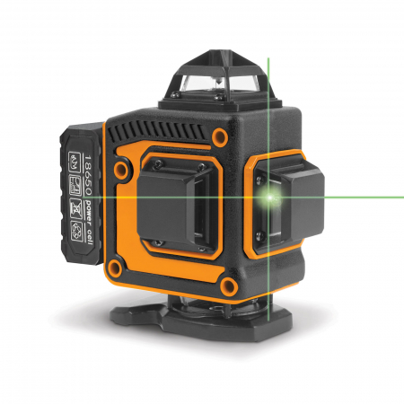 Telemetre - Nivela laser 3D cu 4 fascicule 2 x acumulatori, ochelari, telecomandă, consolă rotativă din aluminiu - Handy