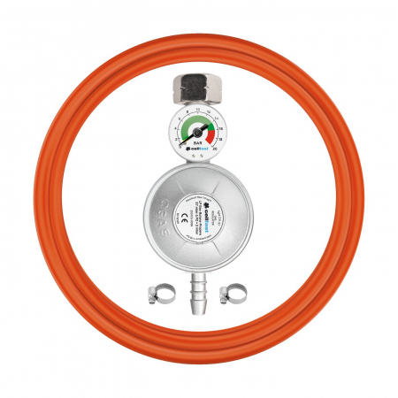 Bucatarie - Set reductor butelie propan butan cu ceas manometru Cellfast, furtun 2m