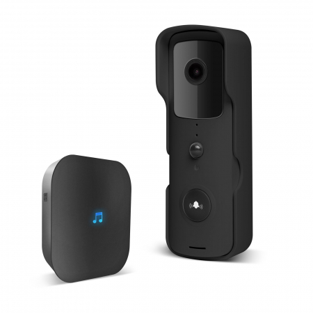 Electronice - Set sonerie video Smart Wi-Fi - alimentat cu baterie - MicroSD, FHD, PIR - negru