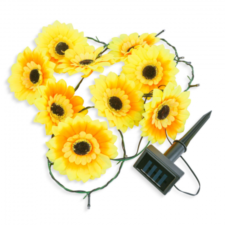 Lampi solare gradina LED - Șir de lumină solară - floarea soarelui - 2 m - 20 LED-uri alb cald