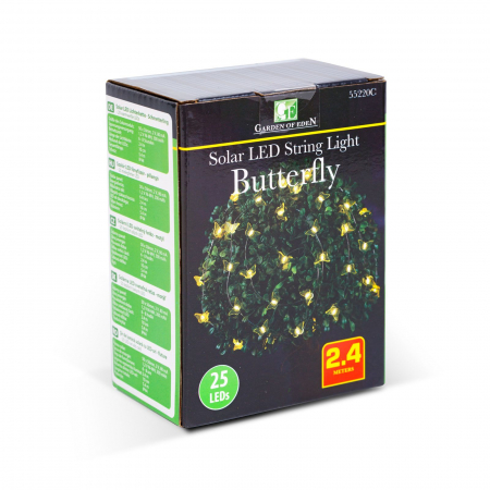 Șir lumină solară de gradina model fluture - 2,4 m - 25 LED-uri alb cald [2]