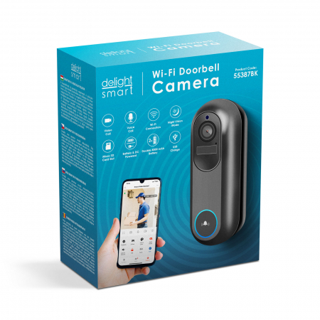 Sonerie video Smart Wi-Fi - 12V - MicroSD, FHD, PIR - negru [6]