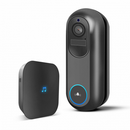 Electronice - Sonerie video Smart Wi-Fi - 12V - MicroSD, FHD, PIR - negru