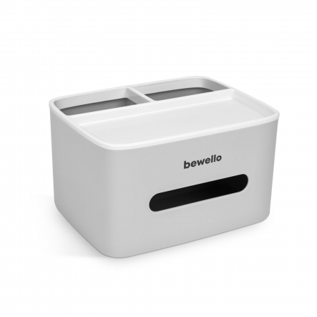 Accesorii baie - Bewello - Suport-dozator pentru batiste şi şerveţele de hârtie - alb - 205 x 160 x 120 mm