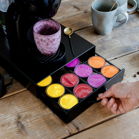 Accesorii bucatarie - Suport din metal pentru 20 capsule de cafea Dolce Gusto - 300 x 240 x 70 mm - negru mat