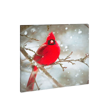 Tablouri decorative iarna si Craciun - Tablou cu LED - cinteză roșie - 2 baterii AA - 30 x 30 x 1,5 cm (58478)