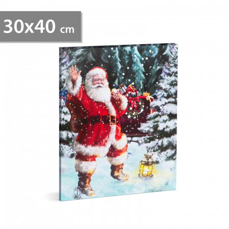 Tablouri decorative iarna si Craciun - Tablou de Crăciun - LED - cu agățătoare, 2 baterii AA - 30 x 40 cm (58465)