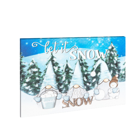 Tablouri decorative iarna si Craciun - Tablou LED - "Let it snow" - 2 baterii AA - 40 x 30 cm (58479)