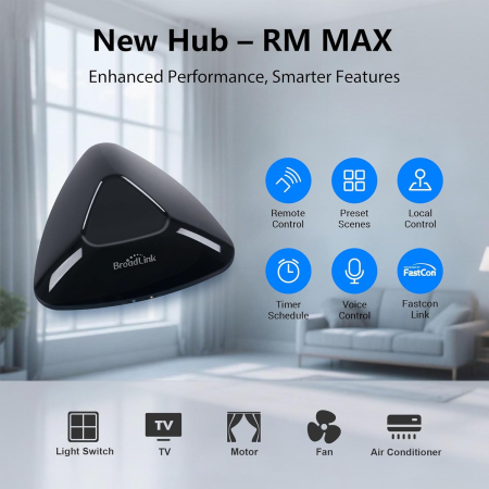 Telecomanda universala inteligenta BroadLink RM MAX, Wi-Fi, BLE, IR RF, Compatibil cu Google Home, Alexa [3]