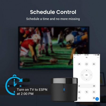 Telecomanda universala BroadLink RM4 Mini, control IR, Wireless, 4G, Android iOS, Alexa Google Assistant, aer conditionat, televizor, sistem audio [4]