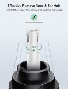 Trimmer pentru nas urechi Anjou AJ-FS005, Cap detasabil si lavabil, Lumina LED, Baterii, Negru [5]