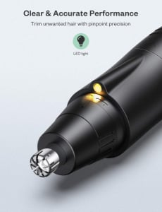 Trimmer pentru nas urechi Anjou AJ-FS005, Cap detasabil si lavabil, Lumina LED, Baterii, Negru [6]
