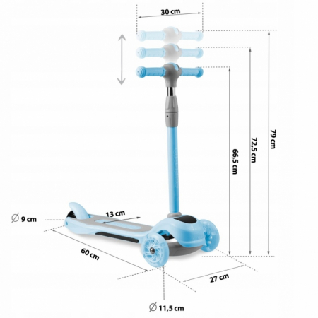 Trotineta cu roti cu iluminare LED Ricokids Piko 765003 - culoare Albastru [7]