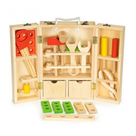 Jocuri si jucarii - Trusa cu unelte pentru joaca copii din lemn Ecotoys MB028
