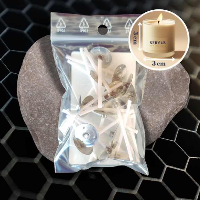 Fitil Cerat din Bumbac cu Suport | H 3,5 cm [3]
