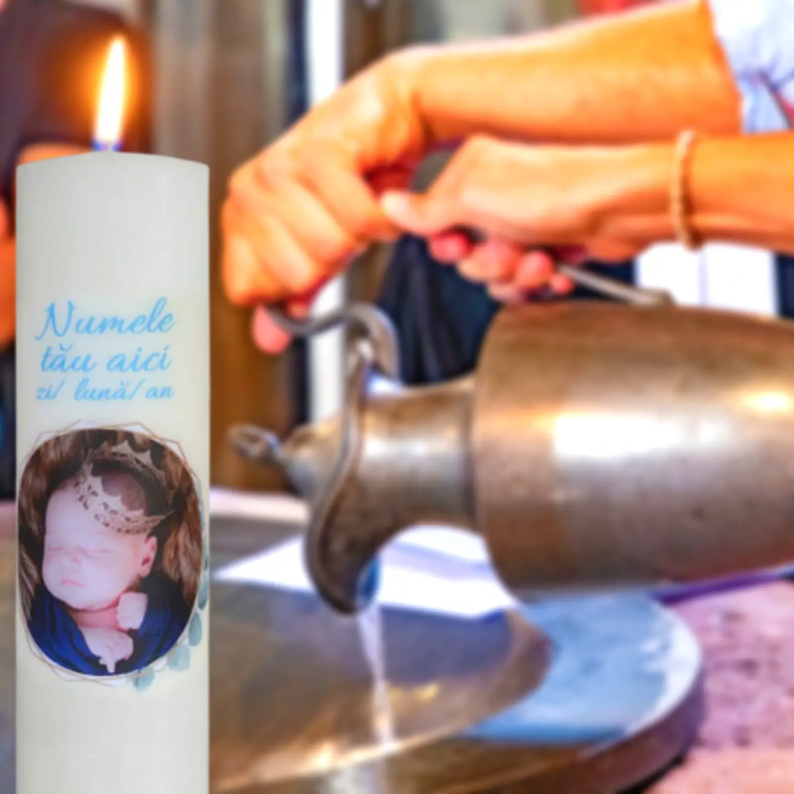 Lumanare Botez Baiatel personalizata cu poza si nume [3]