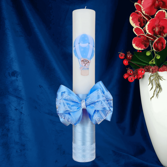 Lumanare botez decorata Balon albastru [2]