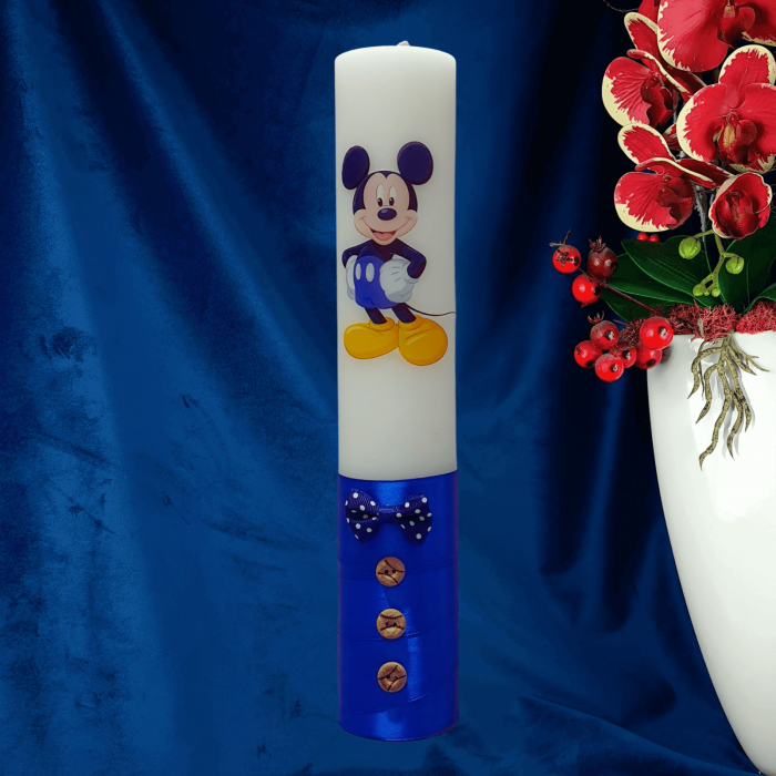 Lumanare botez decorata Mickey albastru [3]