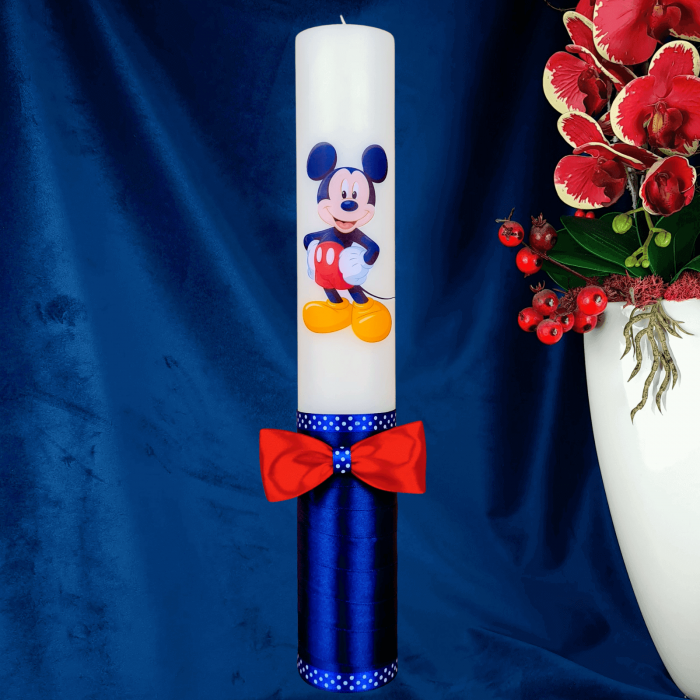 Lumanare botez decorata Mickey rosu [2]