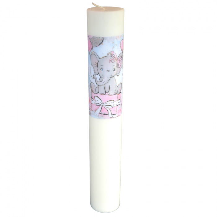 Lumanare Botez Elefant cu roz [2]